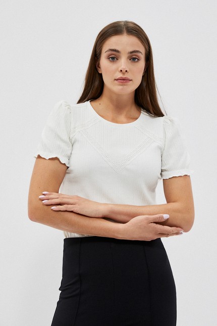 Blouse with pleated sleeves Moodo - white