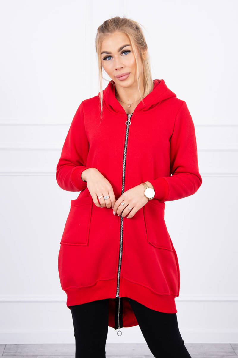 Insulated sweatshirt with zipper at back red