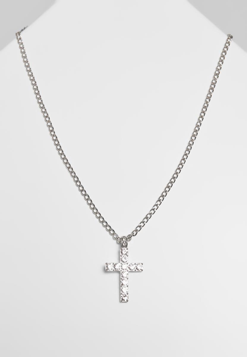 Silver Necklace With Diamond Cross