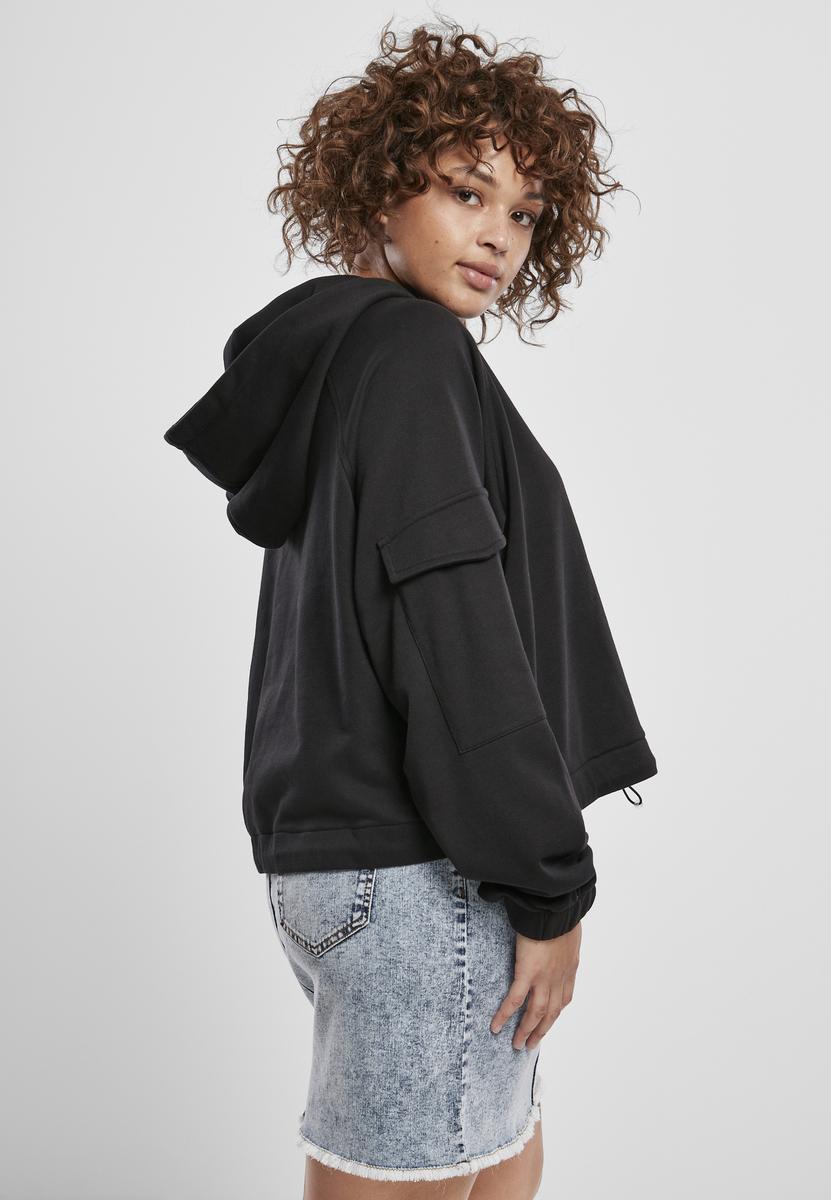 Doamnelor scurt lucrător Hoody Negru