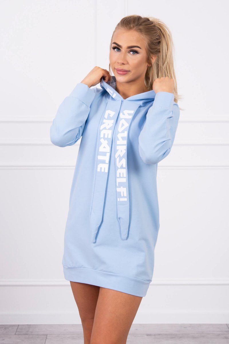 Dress with hood Oversize cyan