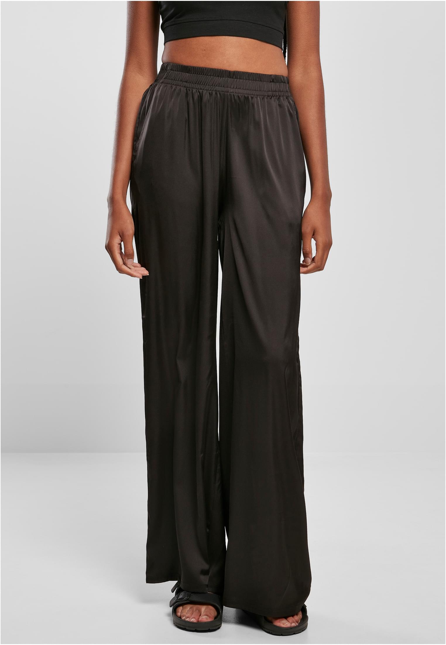 Women's Satin Wide Trousers Black