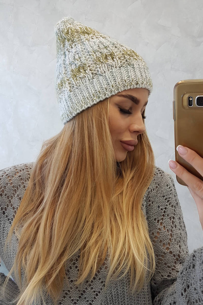 Beanie with fleece Melisa K241 mint+olive