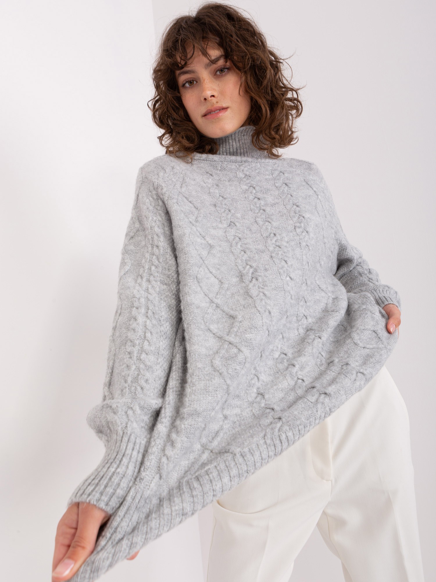 Grey sweater with oversize cables