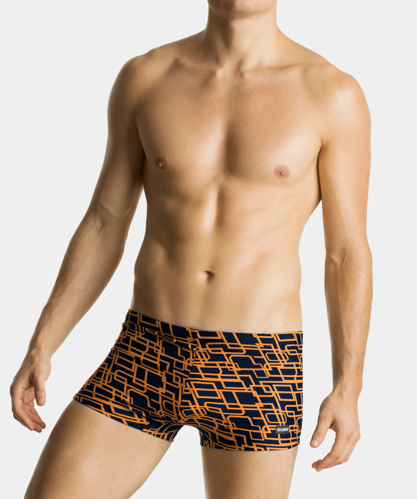 Men's Swim Shorts ATLANTIC - Dark Blue/Orange