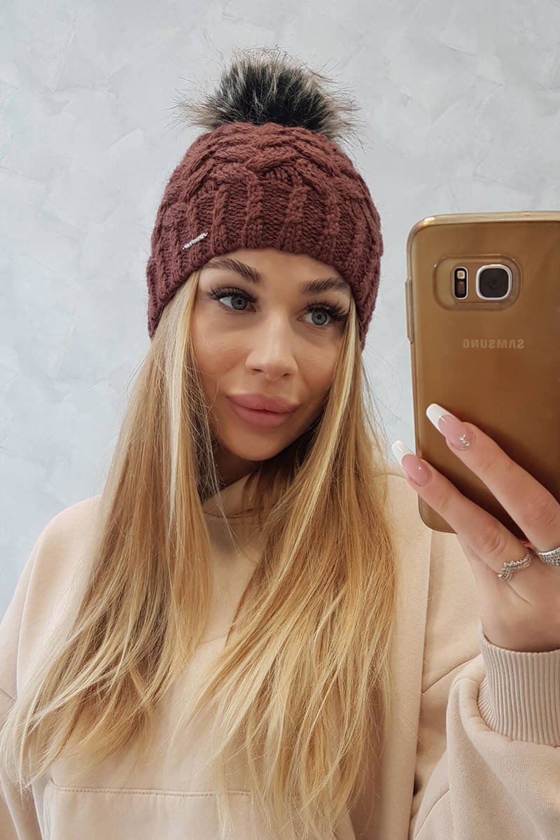Beanie with fleece Daria K217 light brown