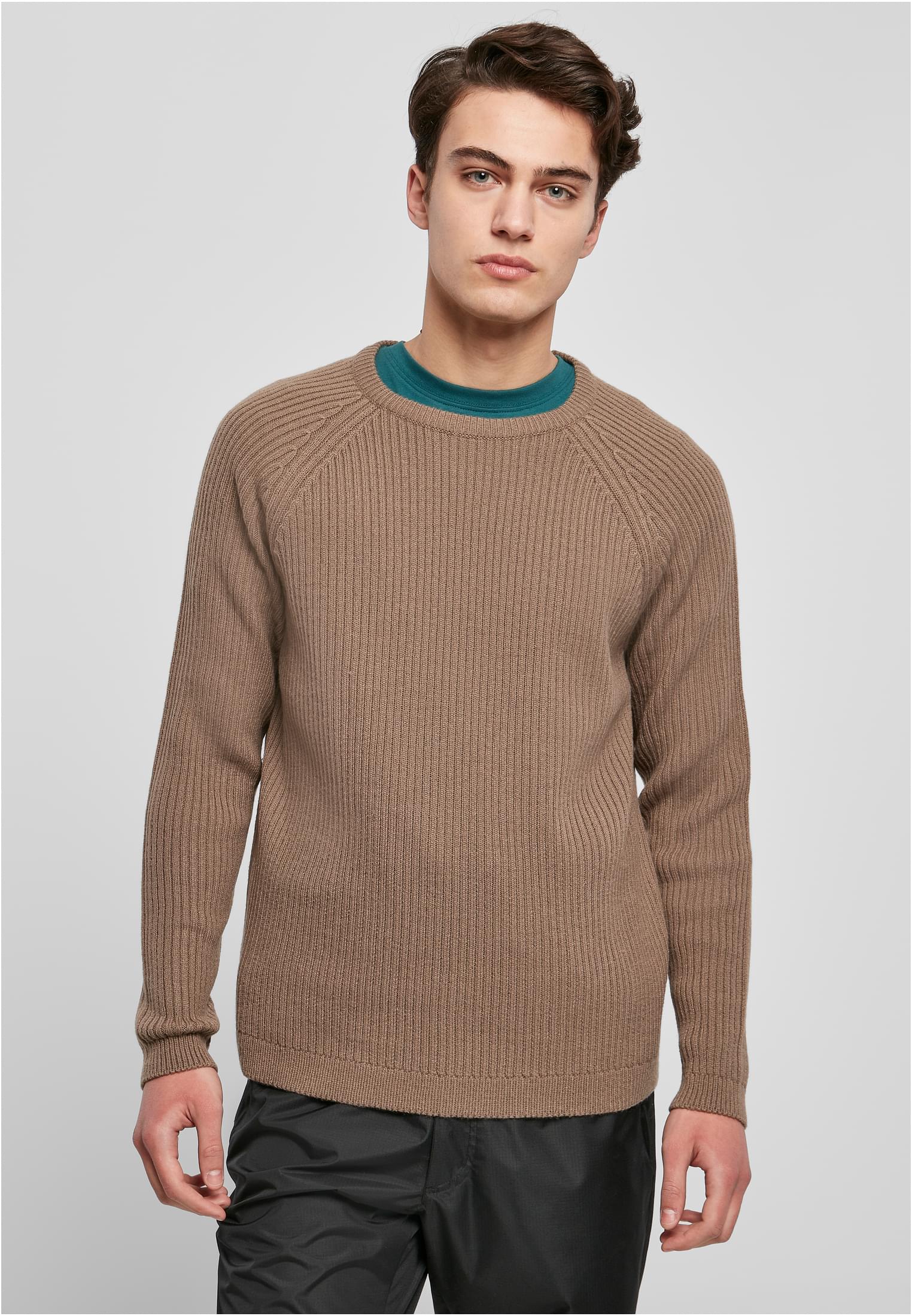 Ribbed Raglan Sweater Darkkhaki