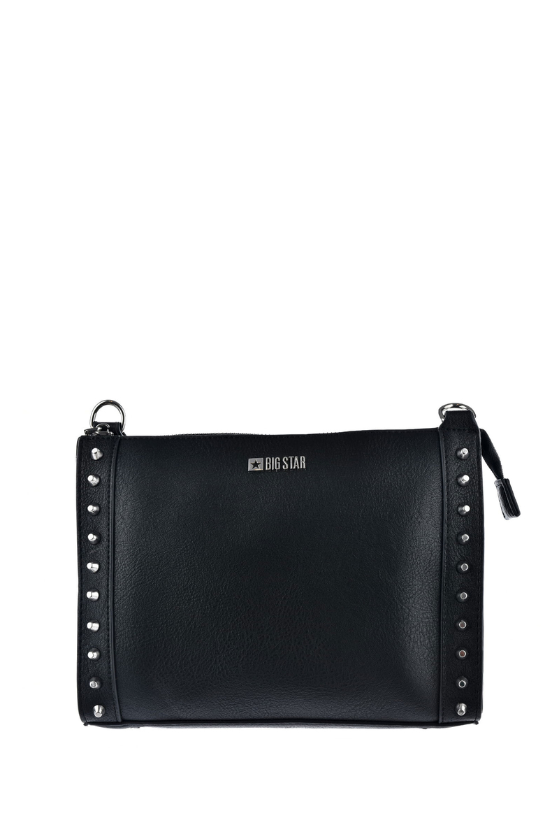 Messenger Leather Bag With Big Star Studs KK574136 Black