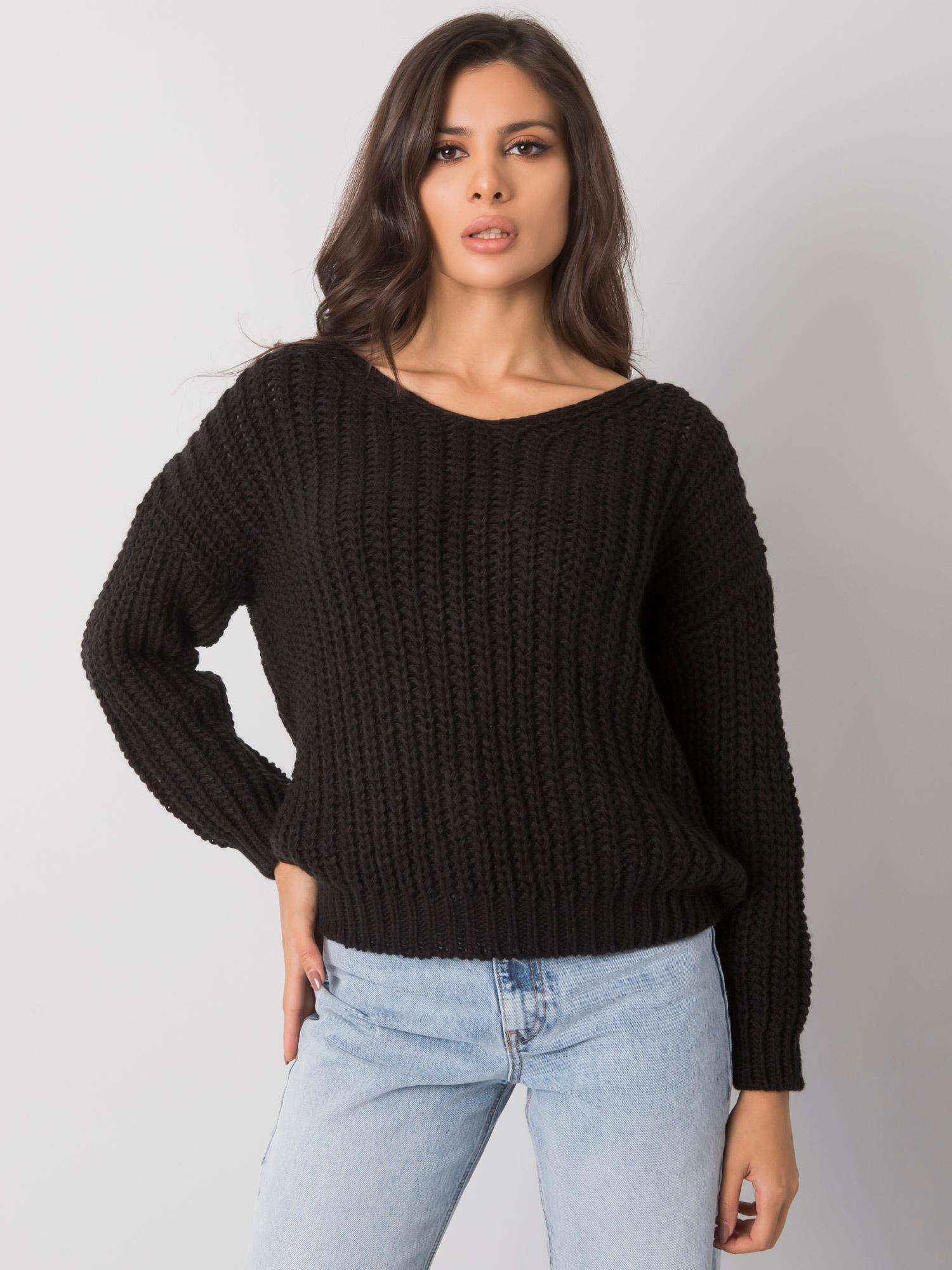 Levně RUE PARIS Černý dámský pletený svetr