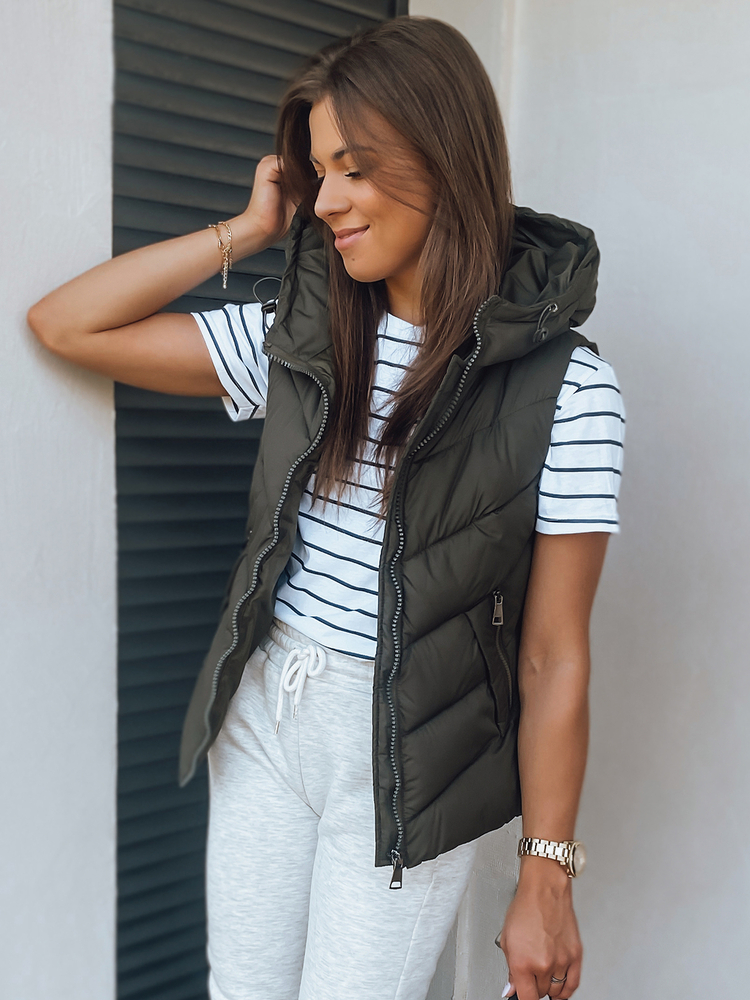 Women's Quilted Vest LENA Green Dstreet