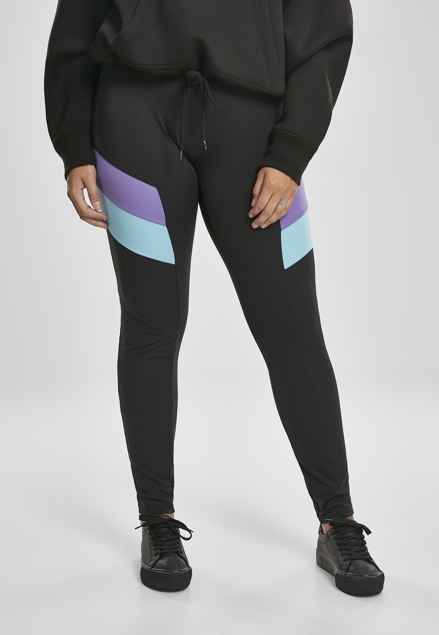 Doamnelor Color Block Jamggings Negru / ultraviolete