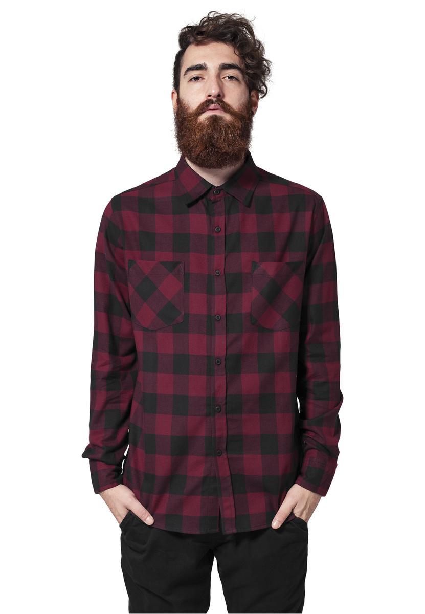 Plaid Flannel Shirt Blk/burgundy