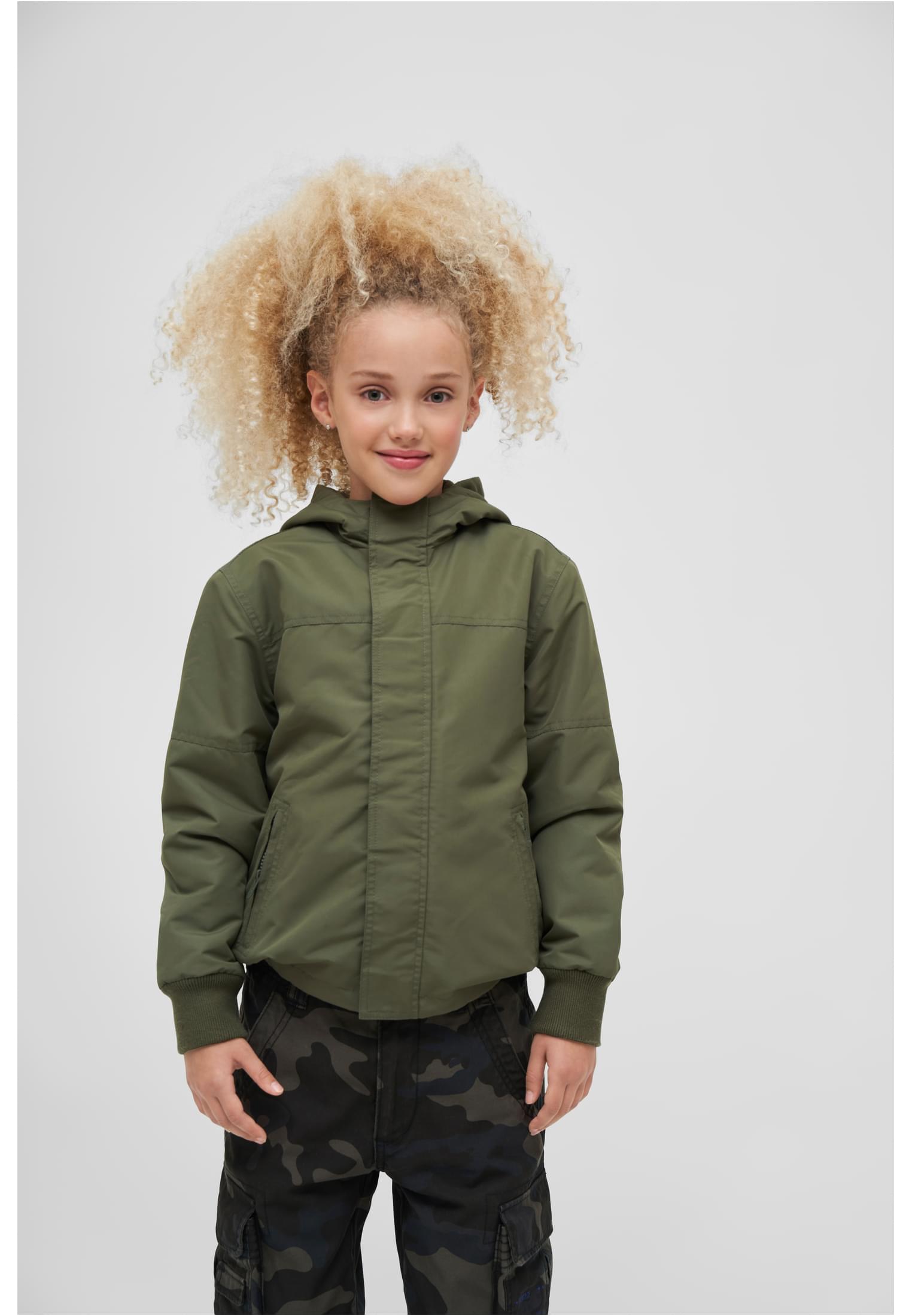 Children's Windbreaker With Front Zipper Olive