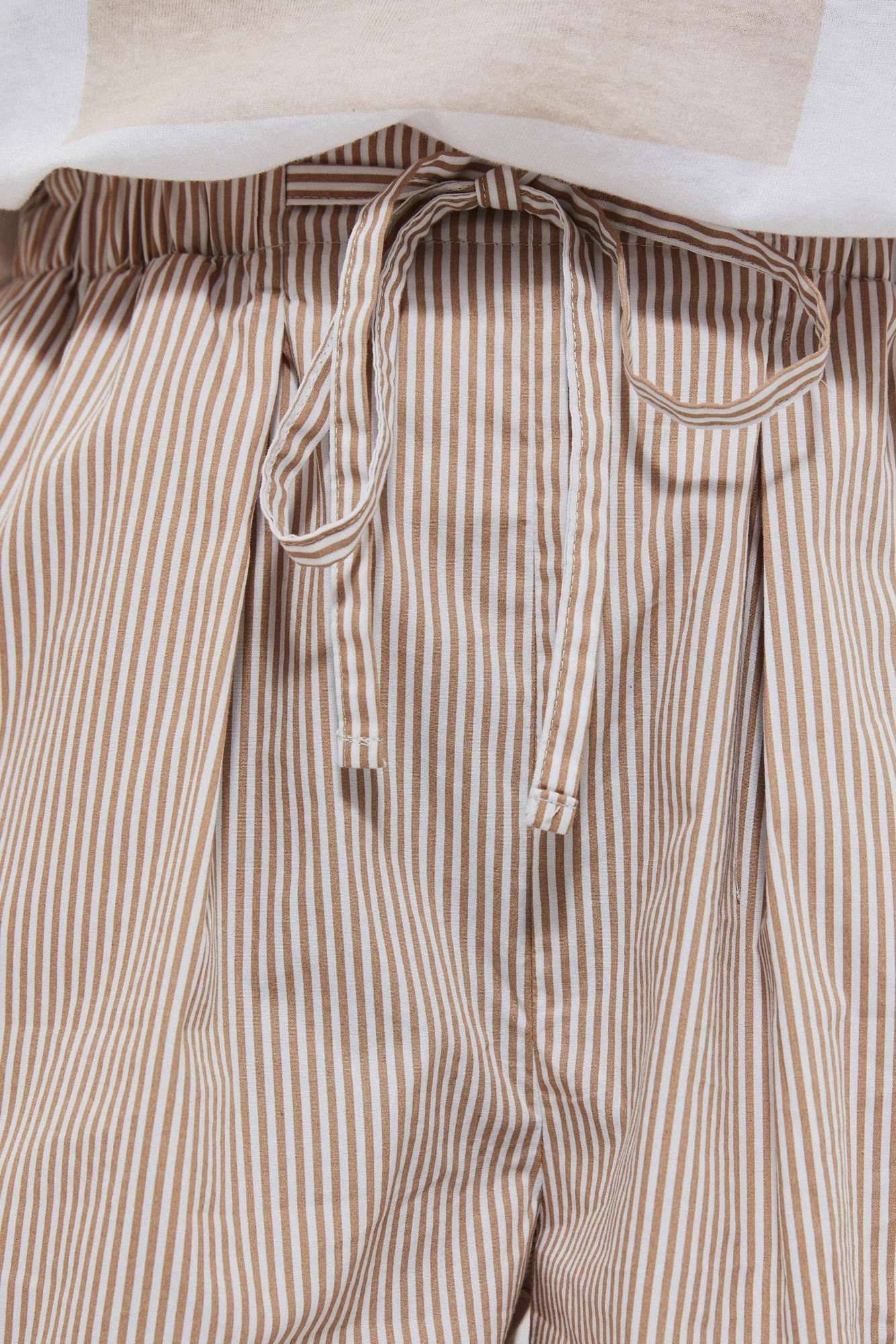 Striped cotton shorts - beige