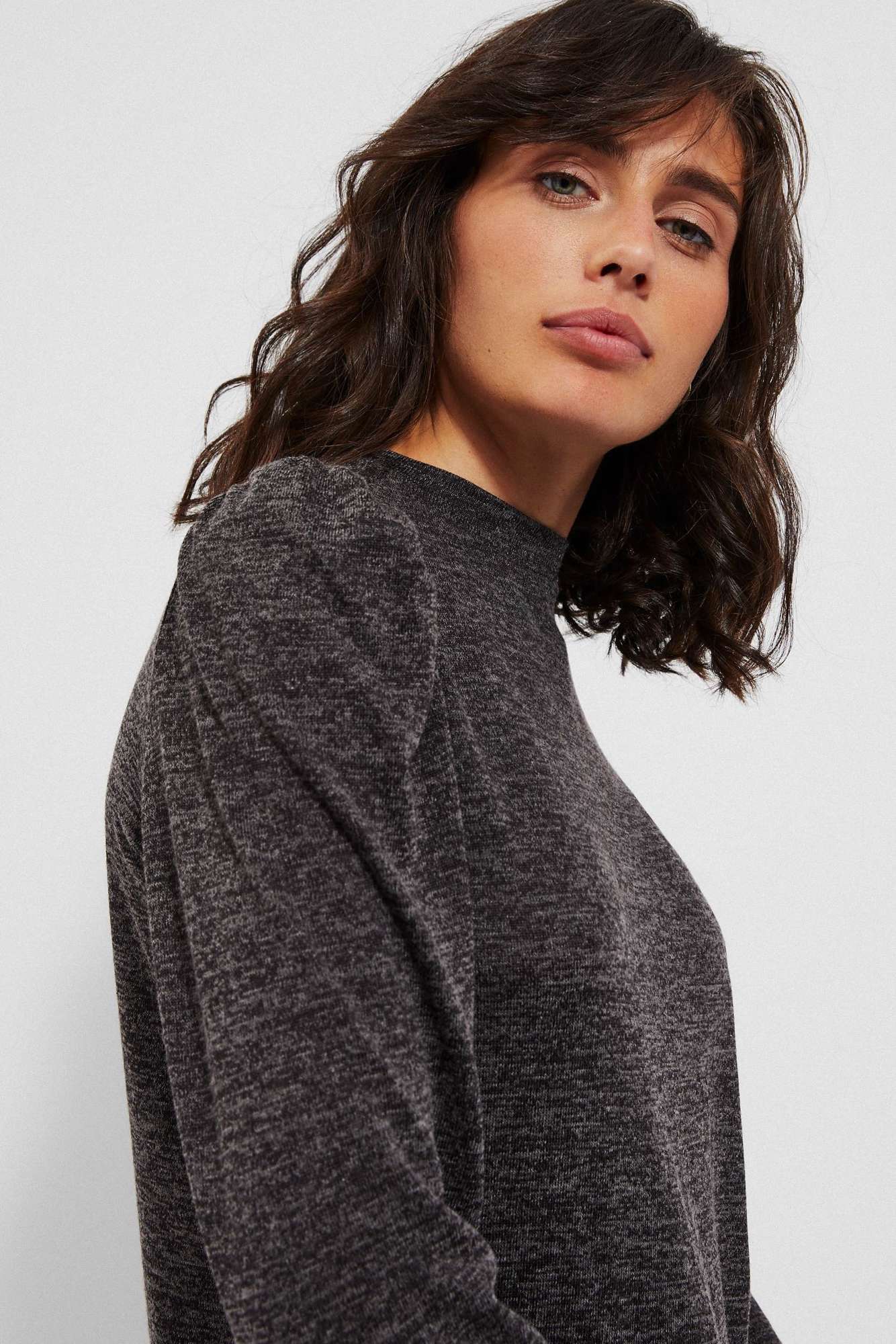 Tricou melanj cu pufuri - grafit