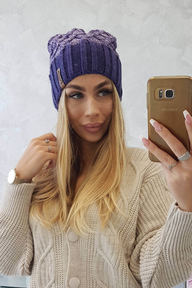 Beanie with fleece Milano K203 purple melange + dark purple