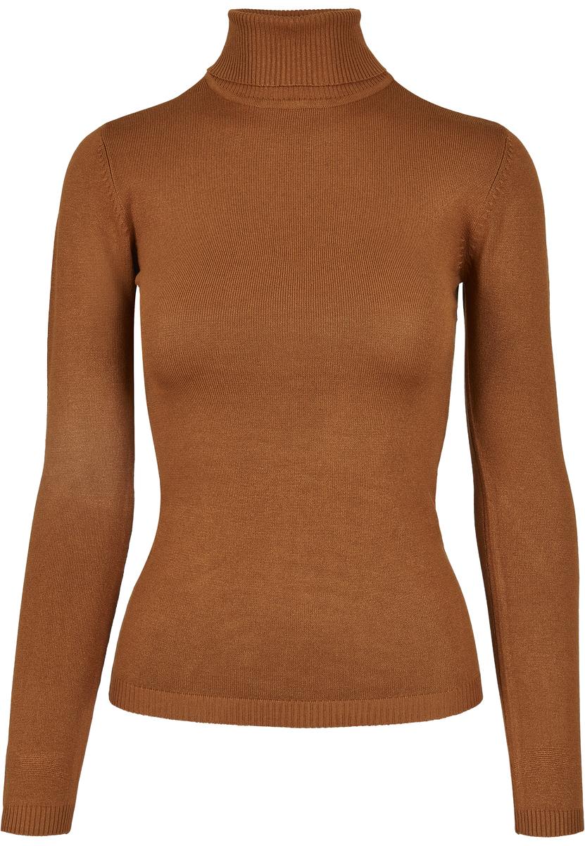 Women's basic turtleneck caramel sweater