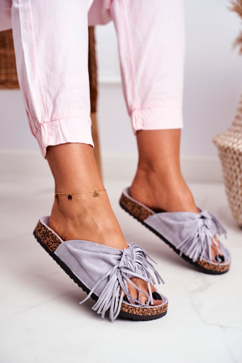 Women's Grey Flip-flops Tassels Marina