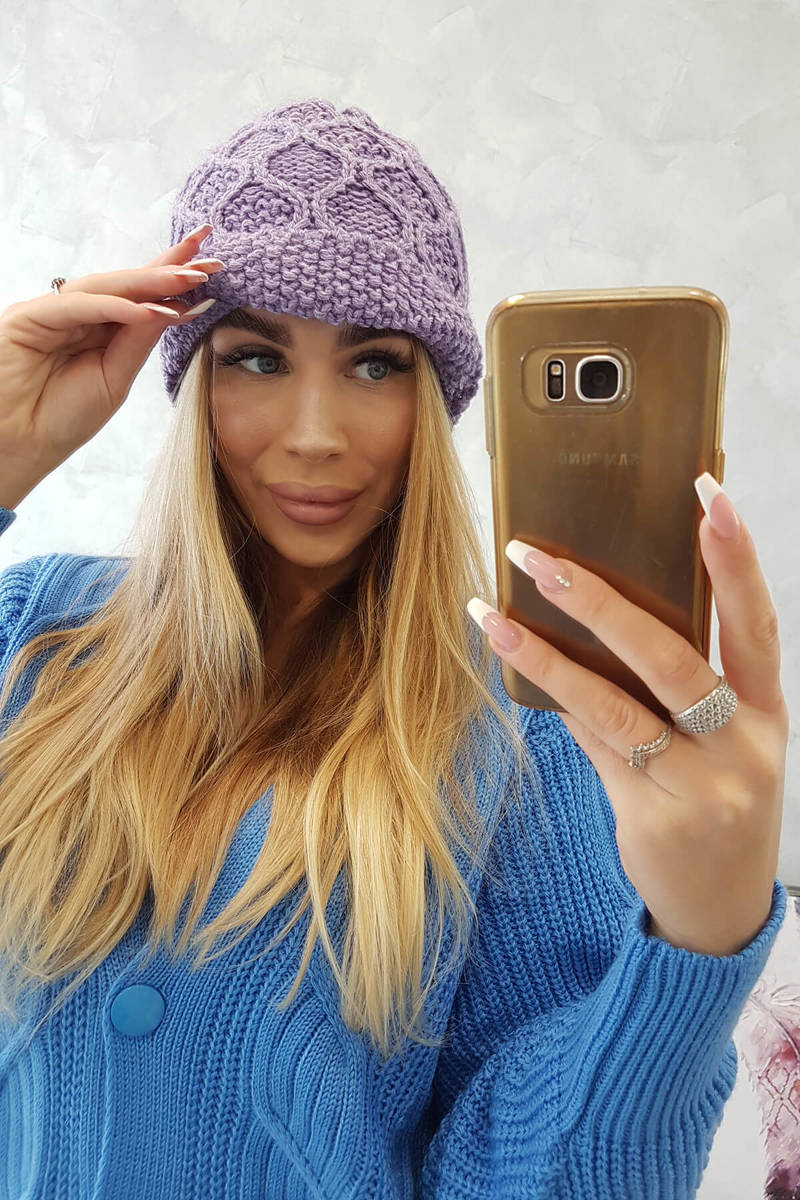 Cap with fleece Roma Bis K235 purple