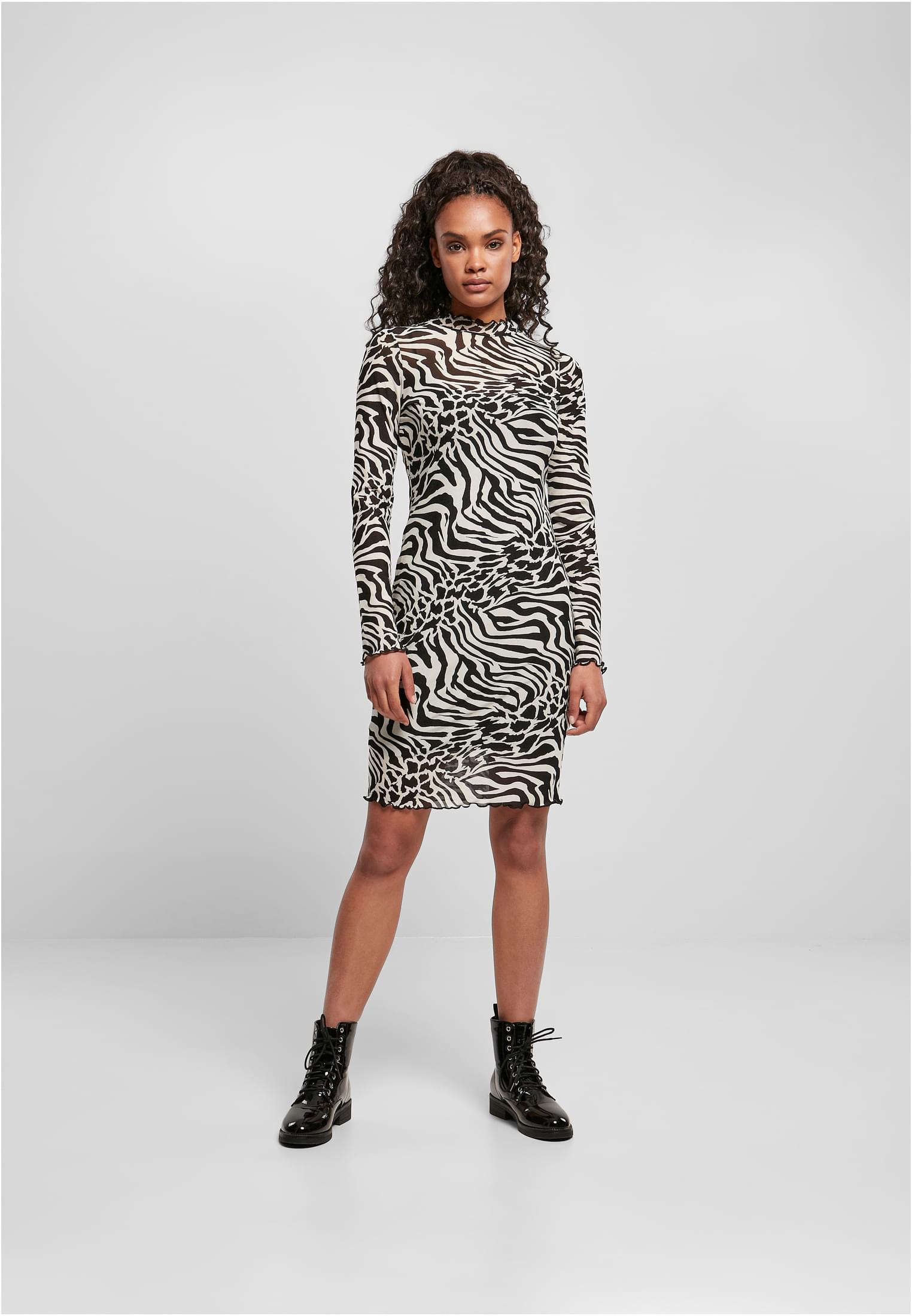 Women's Double-Layer Dress AOP White/Black