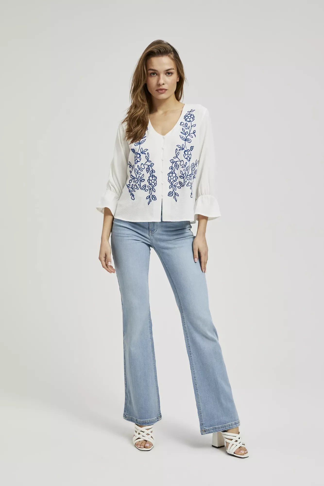 Women's shirt with MOODO pattern - white