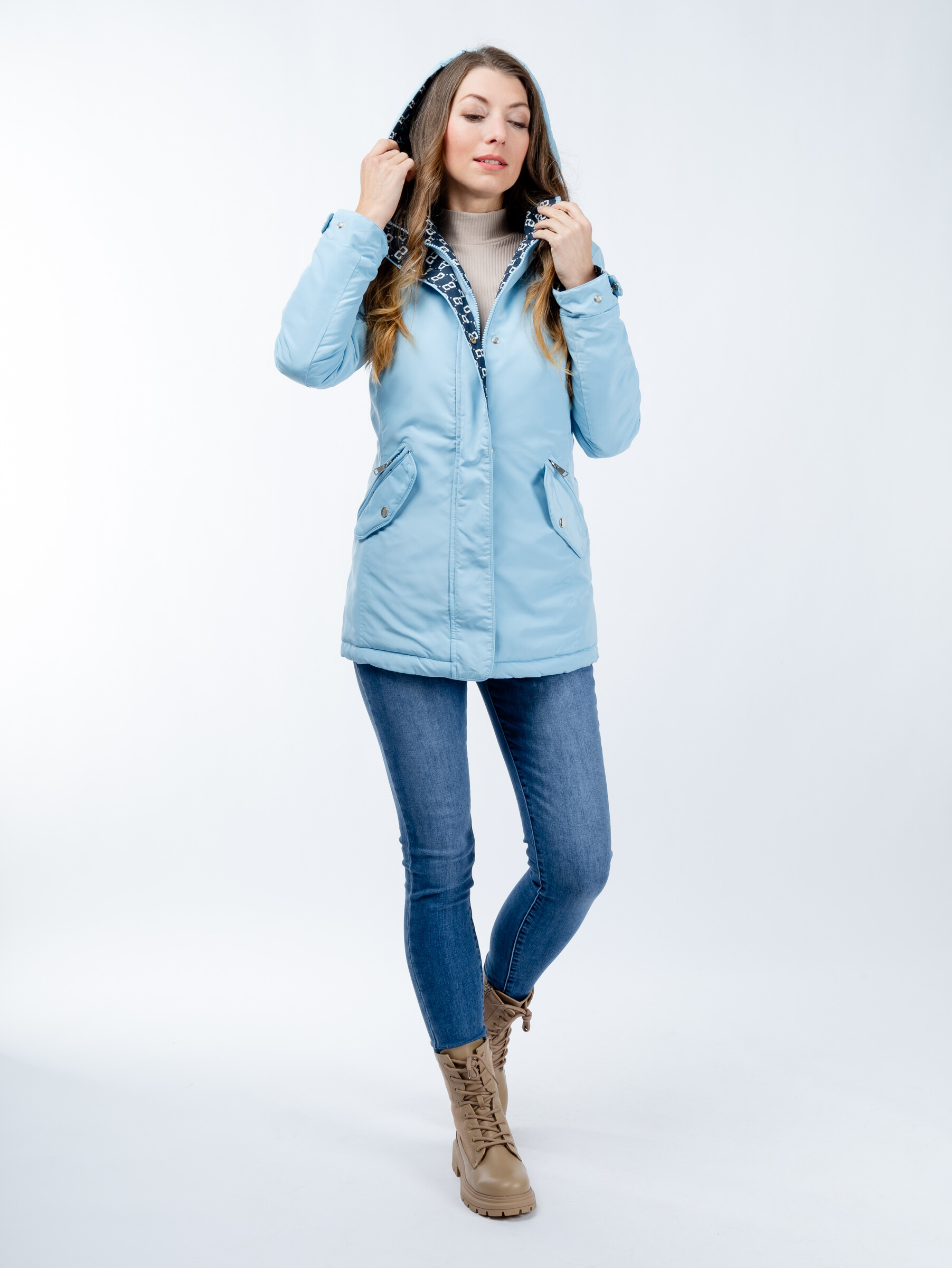 Women's reversible parka GLANO - light/dark blue