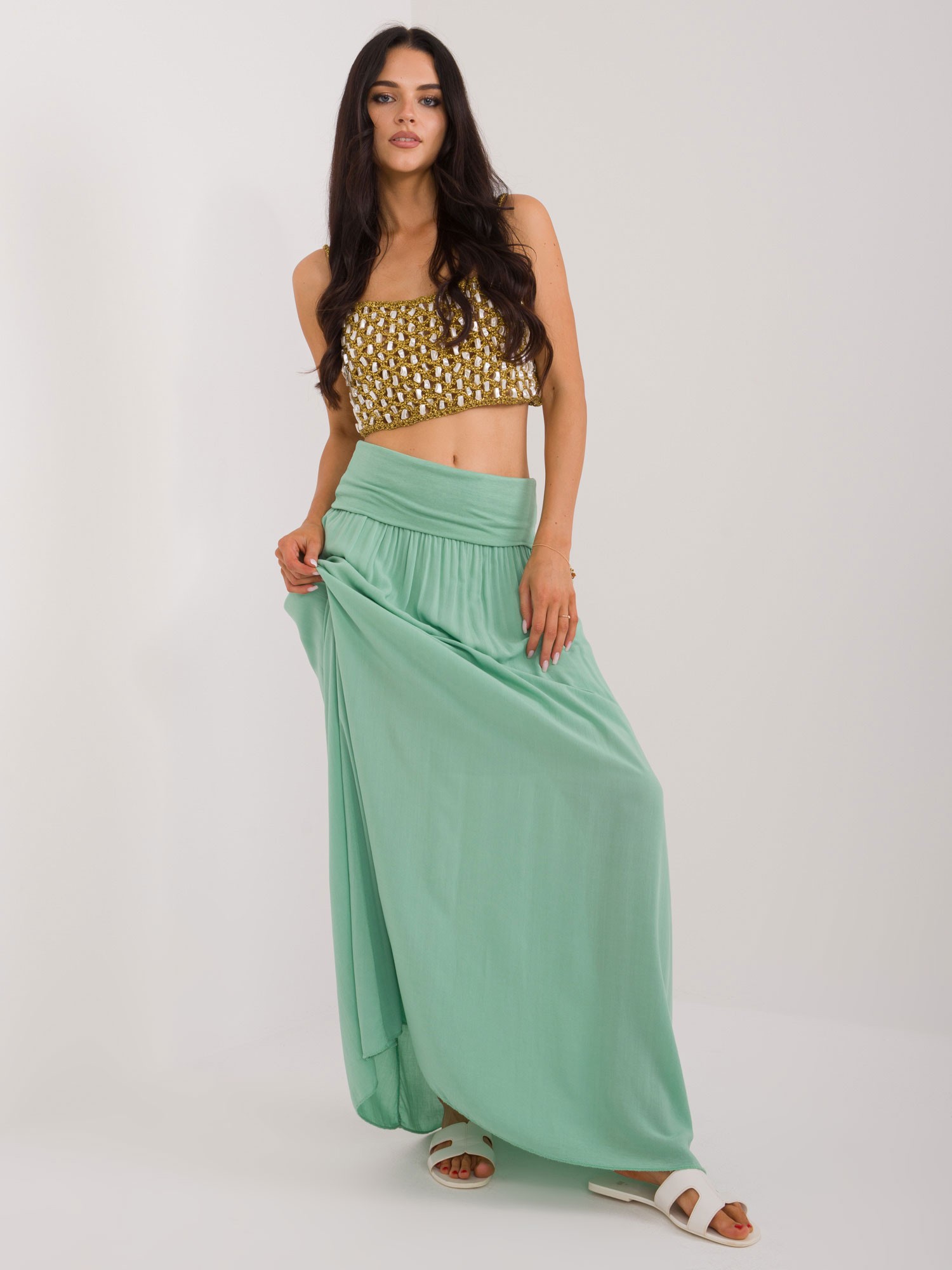 Italian style pistachio maxi skirt Clarence OCH BELLA