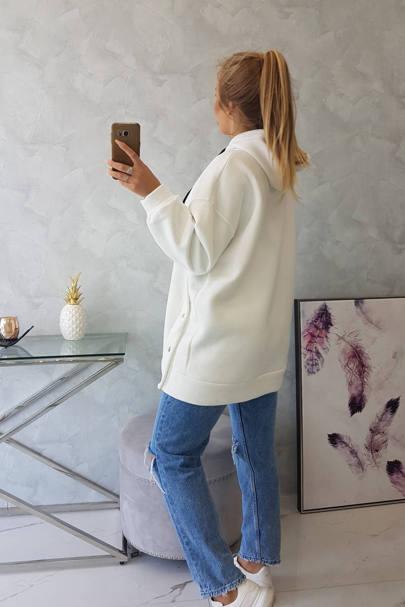 Insulated sweatshirt with ecru press studs