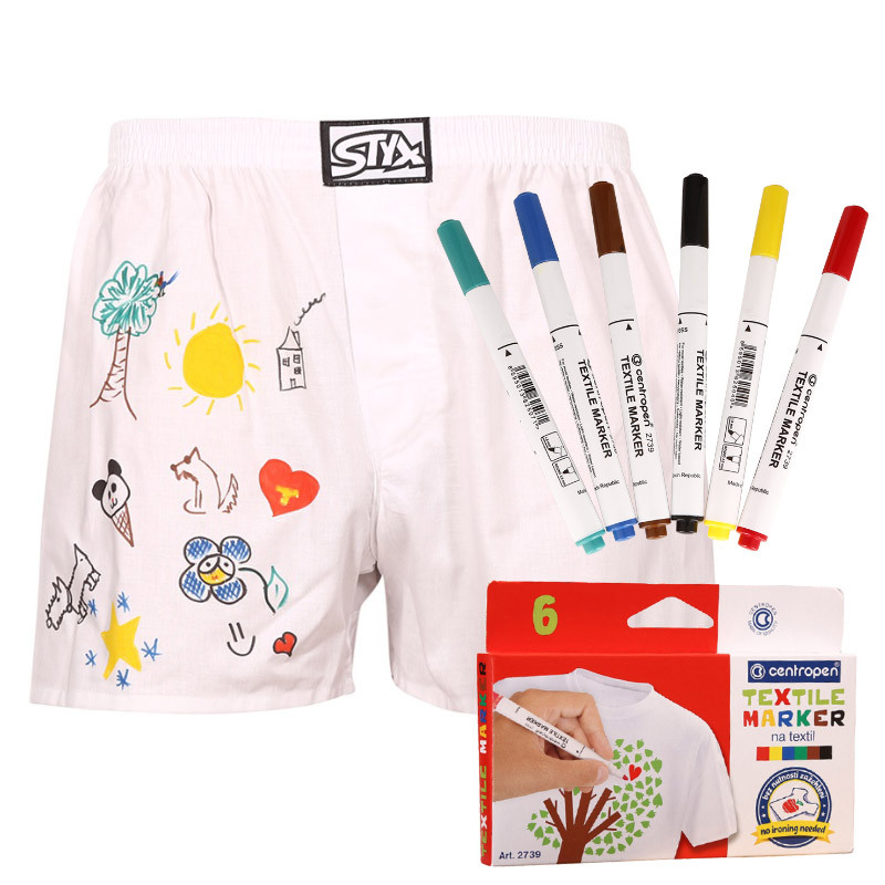 Pánské trenky Styx klasická guma bílé + fixy na textil