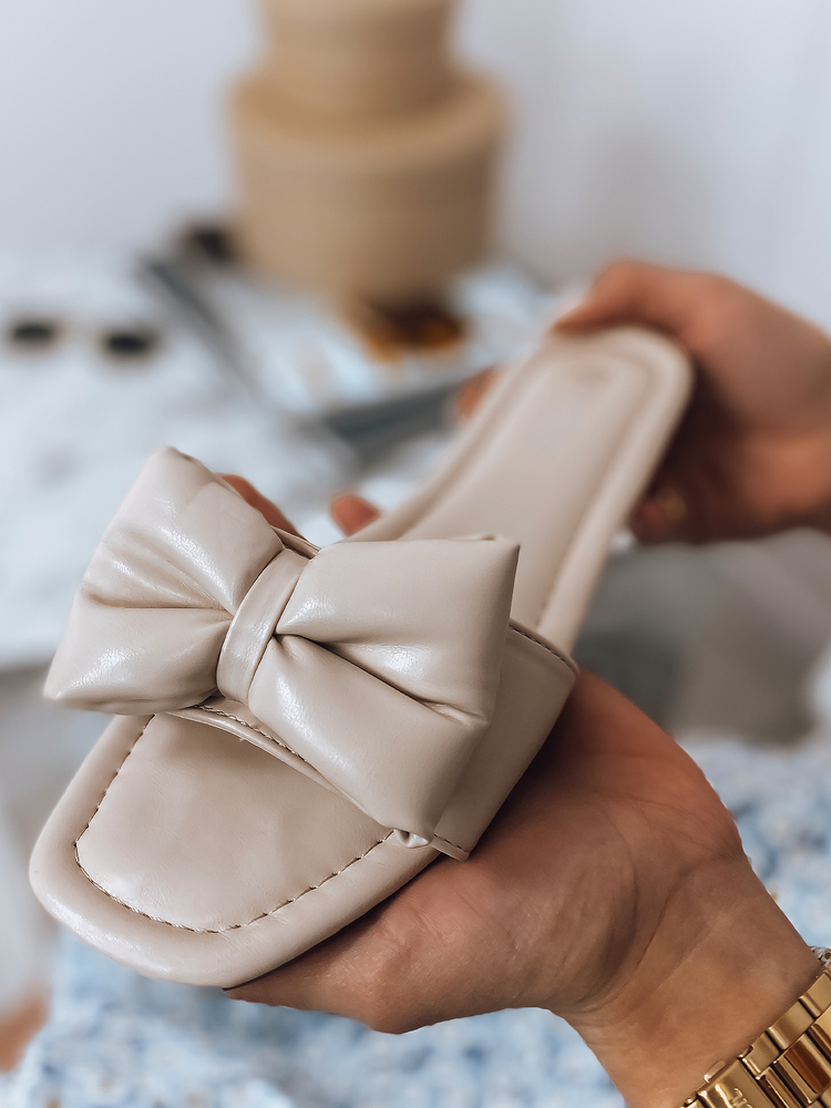 Klapki damskie BRANDY beżowe Dstreet