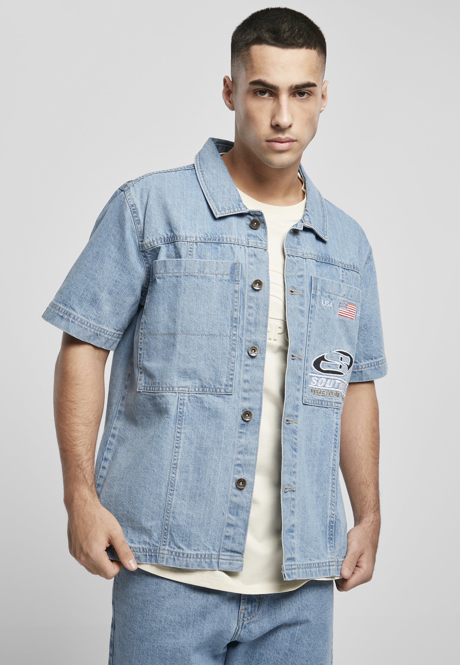 Southpole Denim Shirt Medium Blue