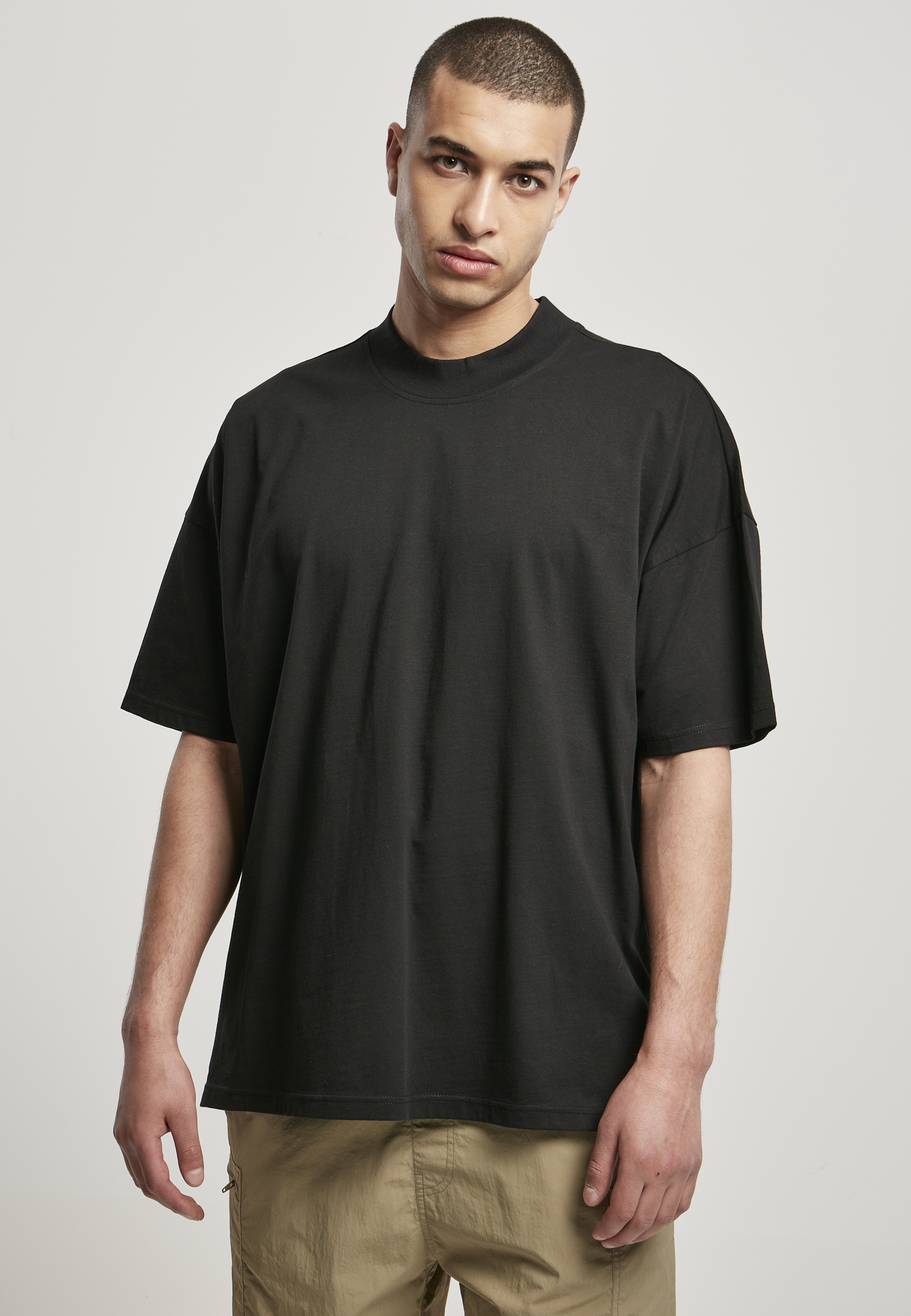 Oversized Mock Neck Tee Black