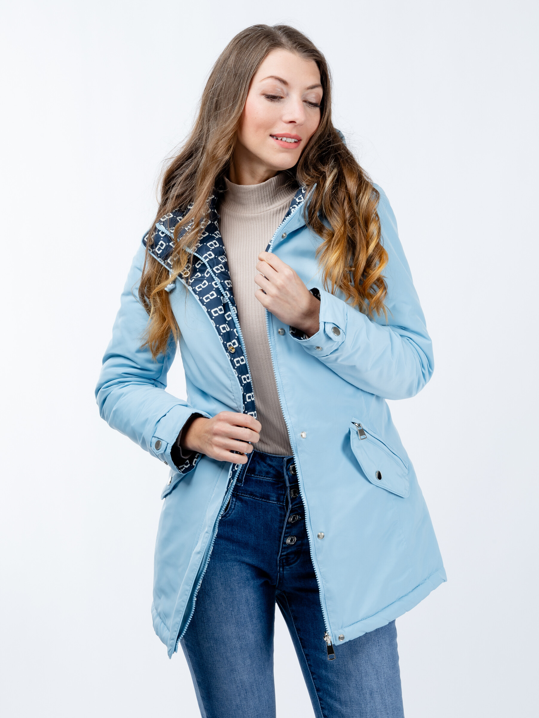 Women's reversible parka GLANO - light/dark blue