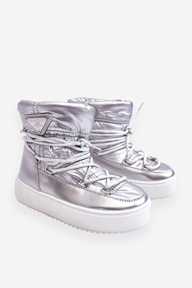 Warm Lace-up Snow Boots Silver Colin