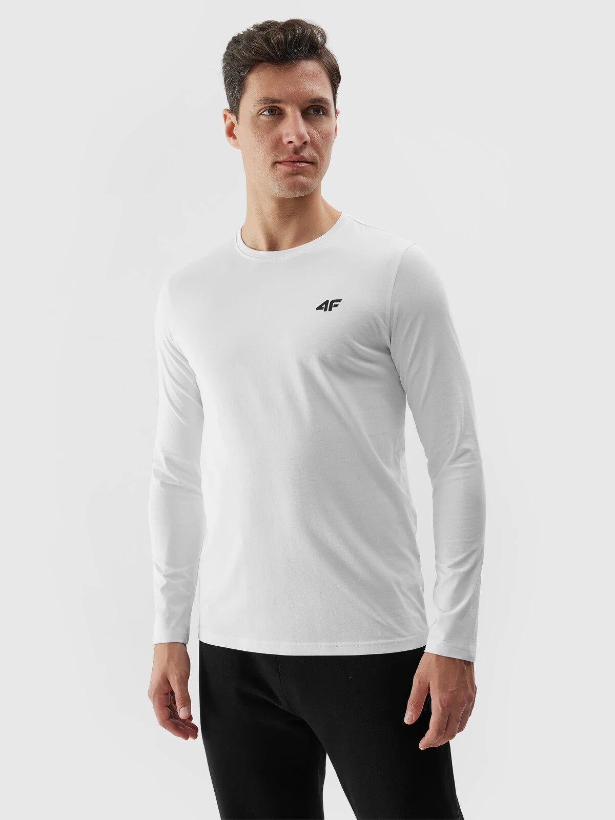 Men's Plain Long Sleeves T-Shirt 4F - White