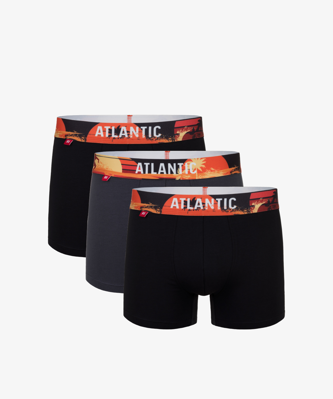Levně Pánské sportovní boxerky ATLANTIC 3Pack - šedé/černé