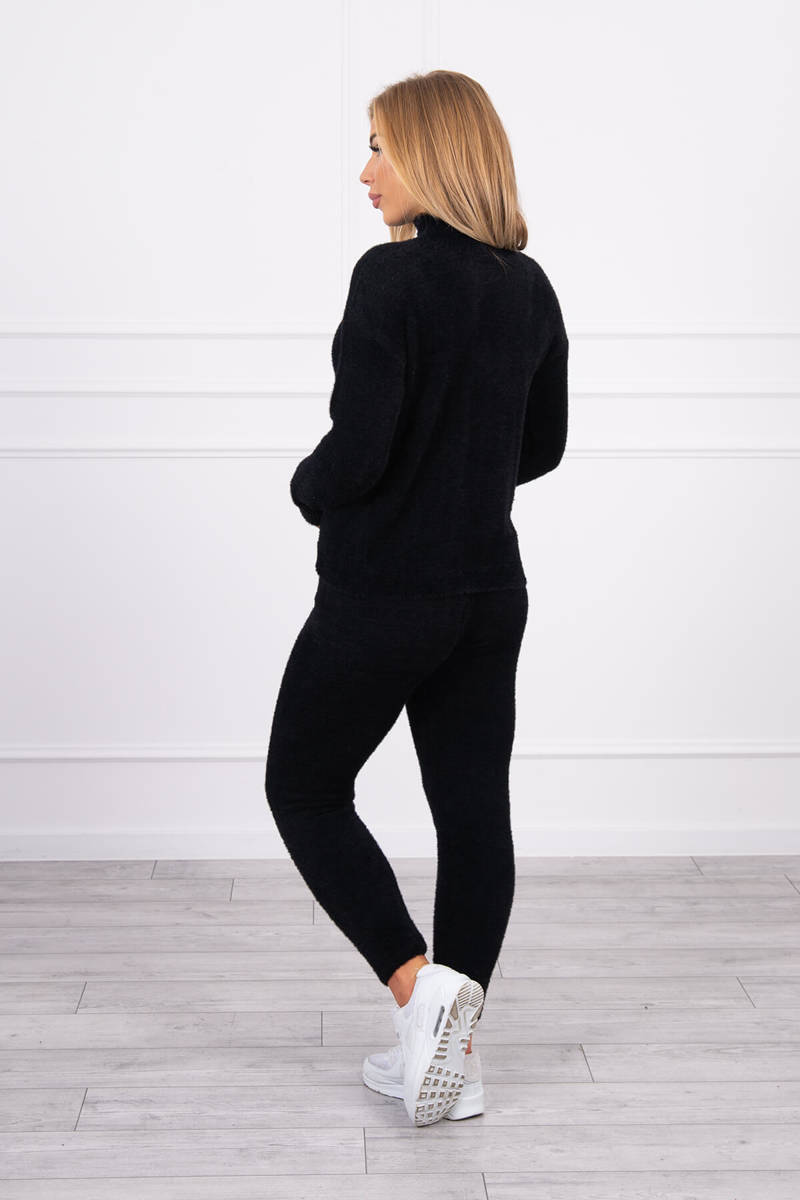 Pulover Alpaca set două piese negru