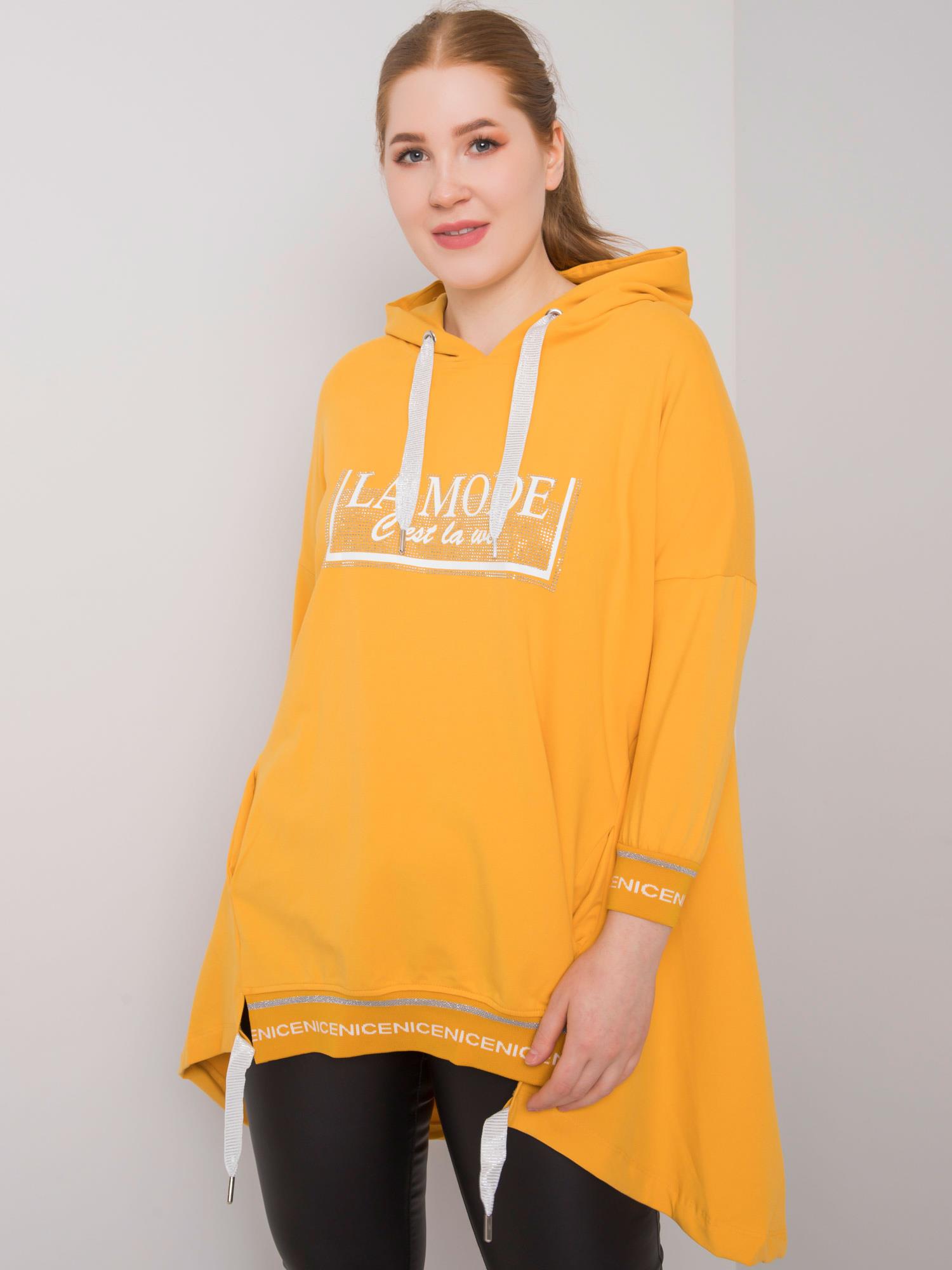 Dark Yellow Women's Plus Size Sweatshirt With Pocket