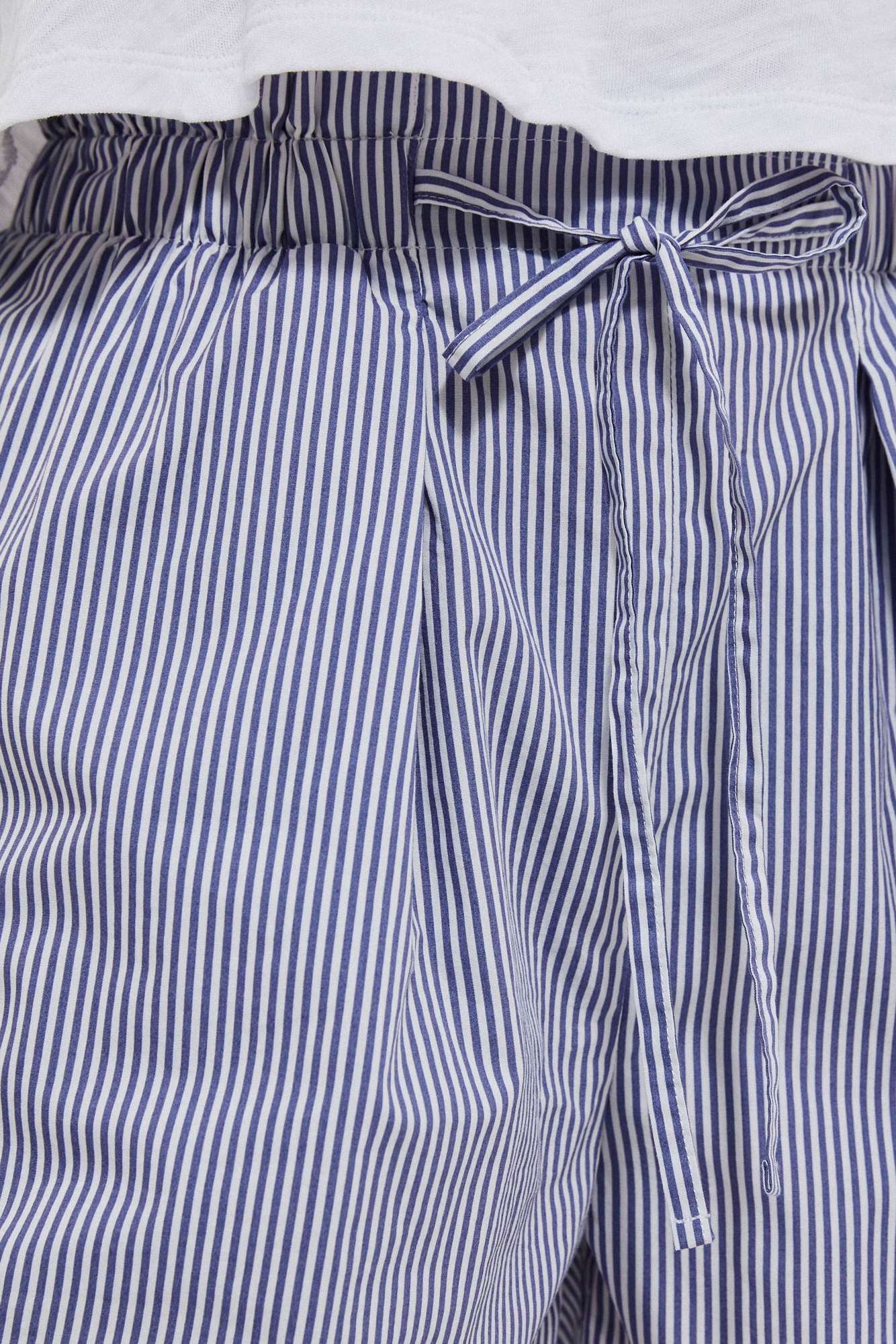 Striped Cotton Shorts - White