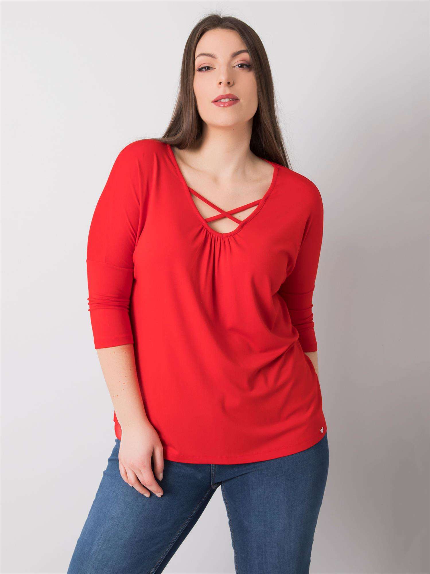 Red Viscose Blouse Plus Sizes