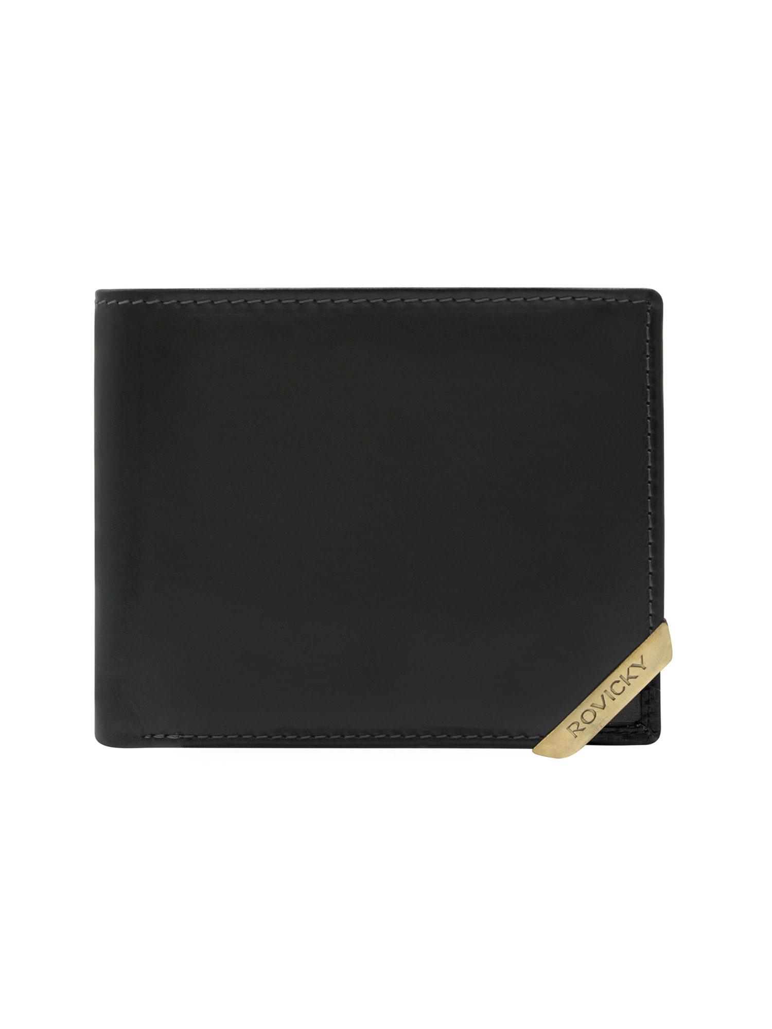 Black and dark brown horizontal men's wallet with accent