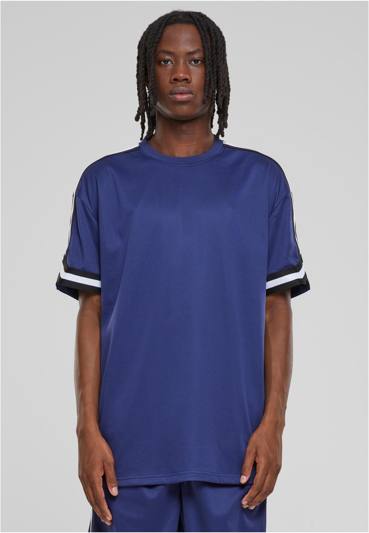 Men's T-Shirt Oversized Stripes Mesh - Navy Blue im Sale-uc men 1