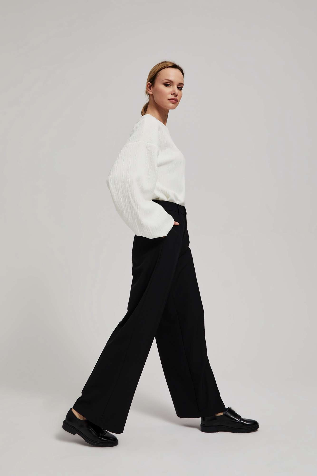 Marisse Black Wide-Leg Trousers With Pockets And Creases