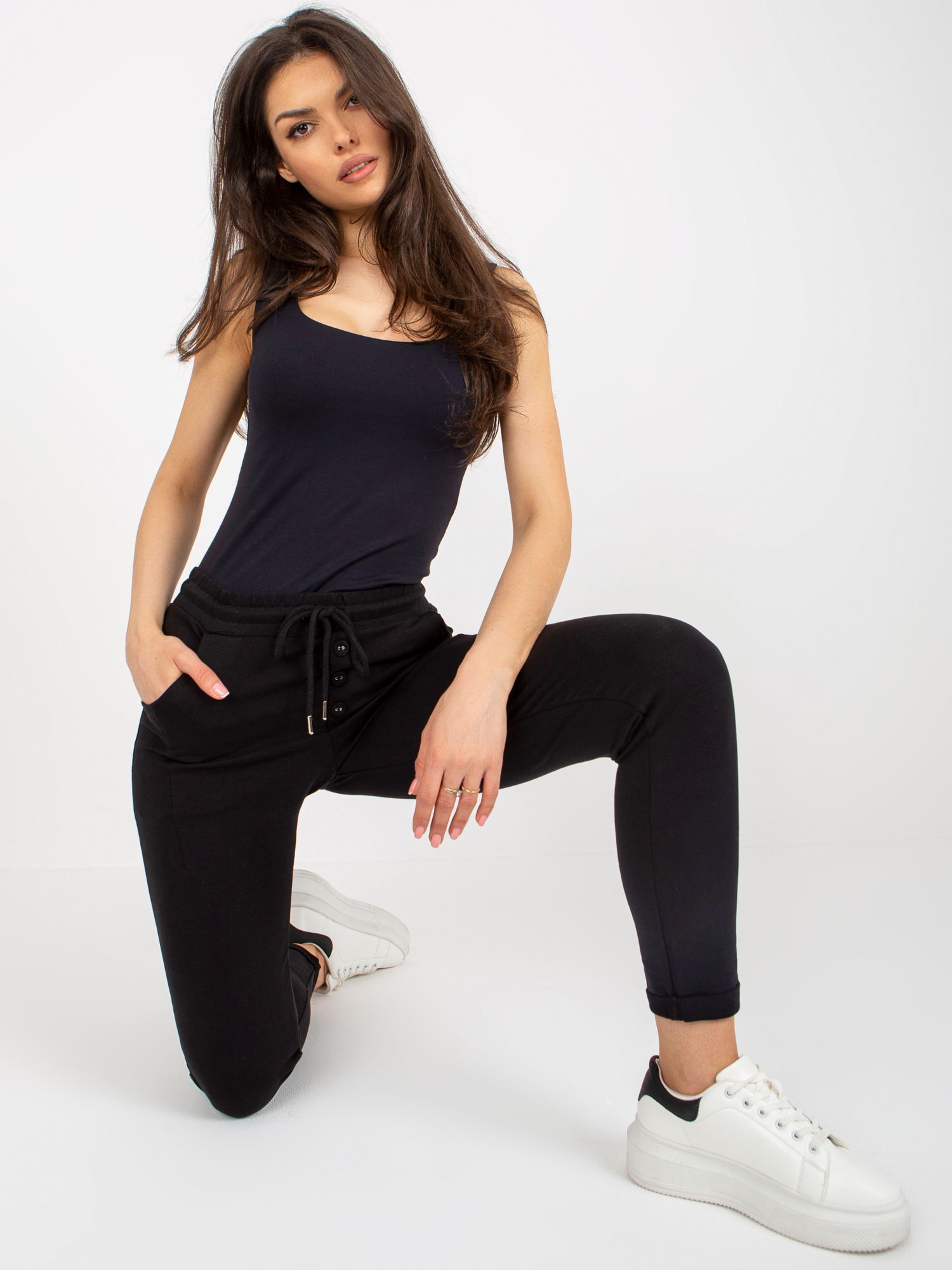 Black women's sweatpants with buttons