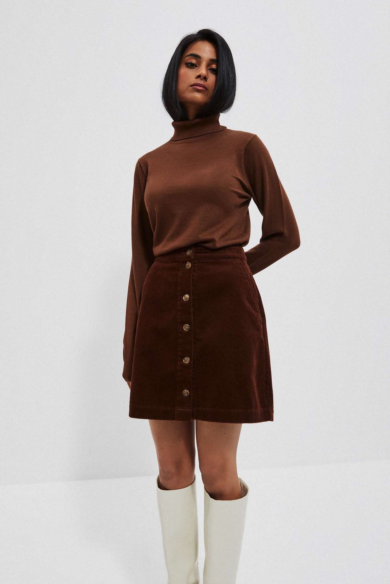 Suede skirt with decorative buttons