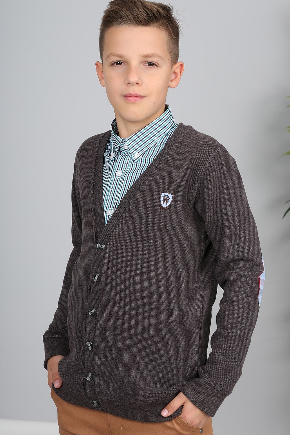 Brown button sweater