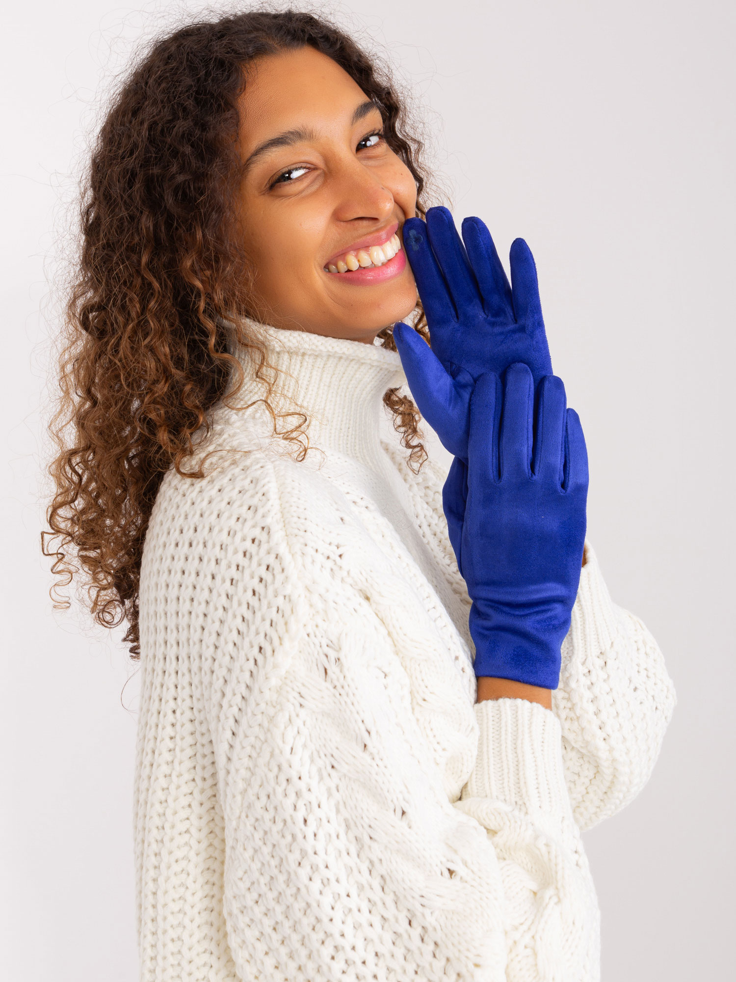 Levně Kobaltově modré elegantní zimní rukavice