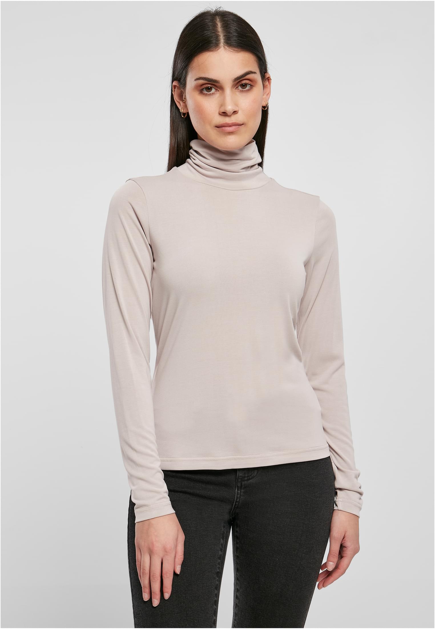 Women's Modal Turtleneck With Long Sleeves In Warm Gray