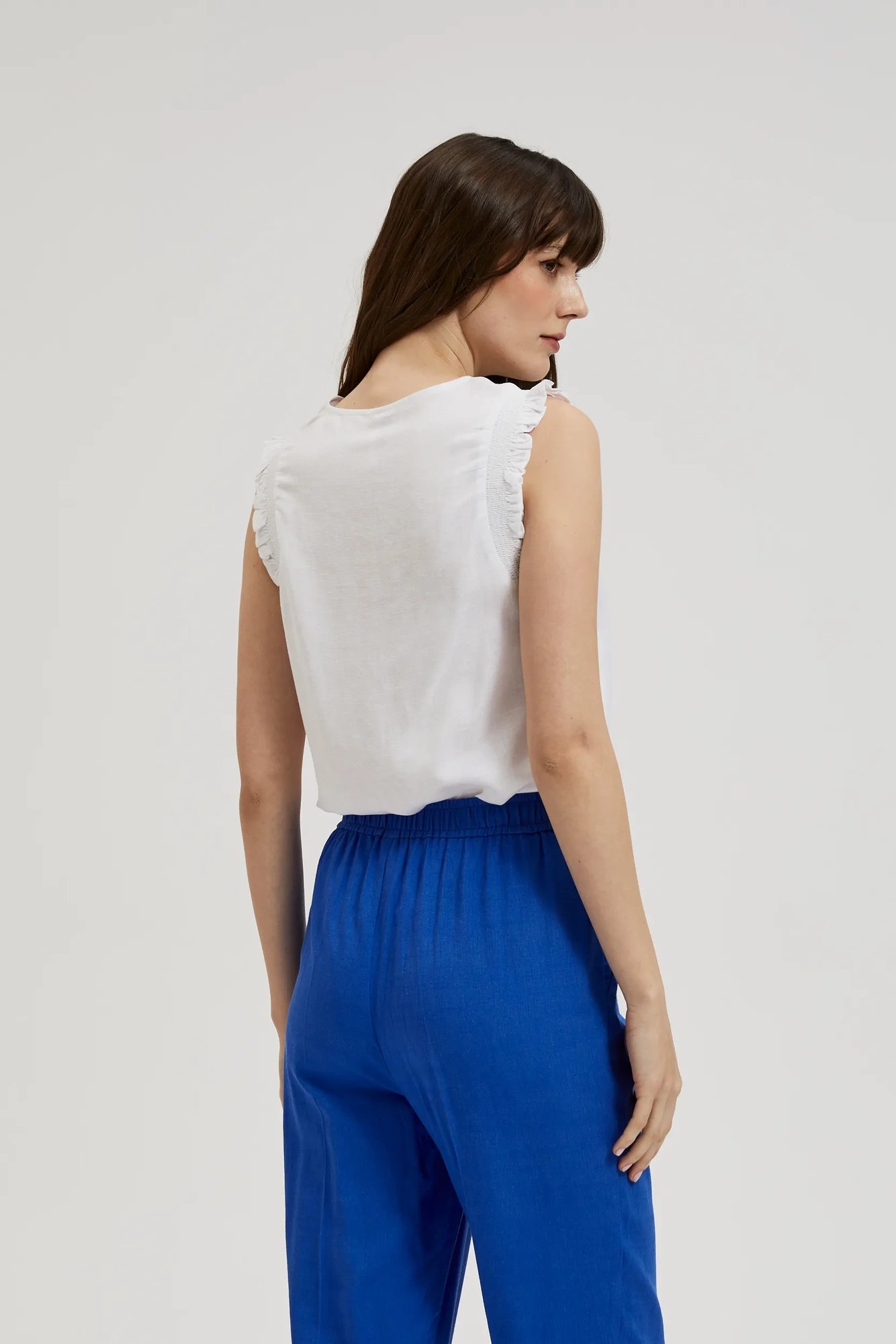 Women's tank top with ruffles MOODO - white