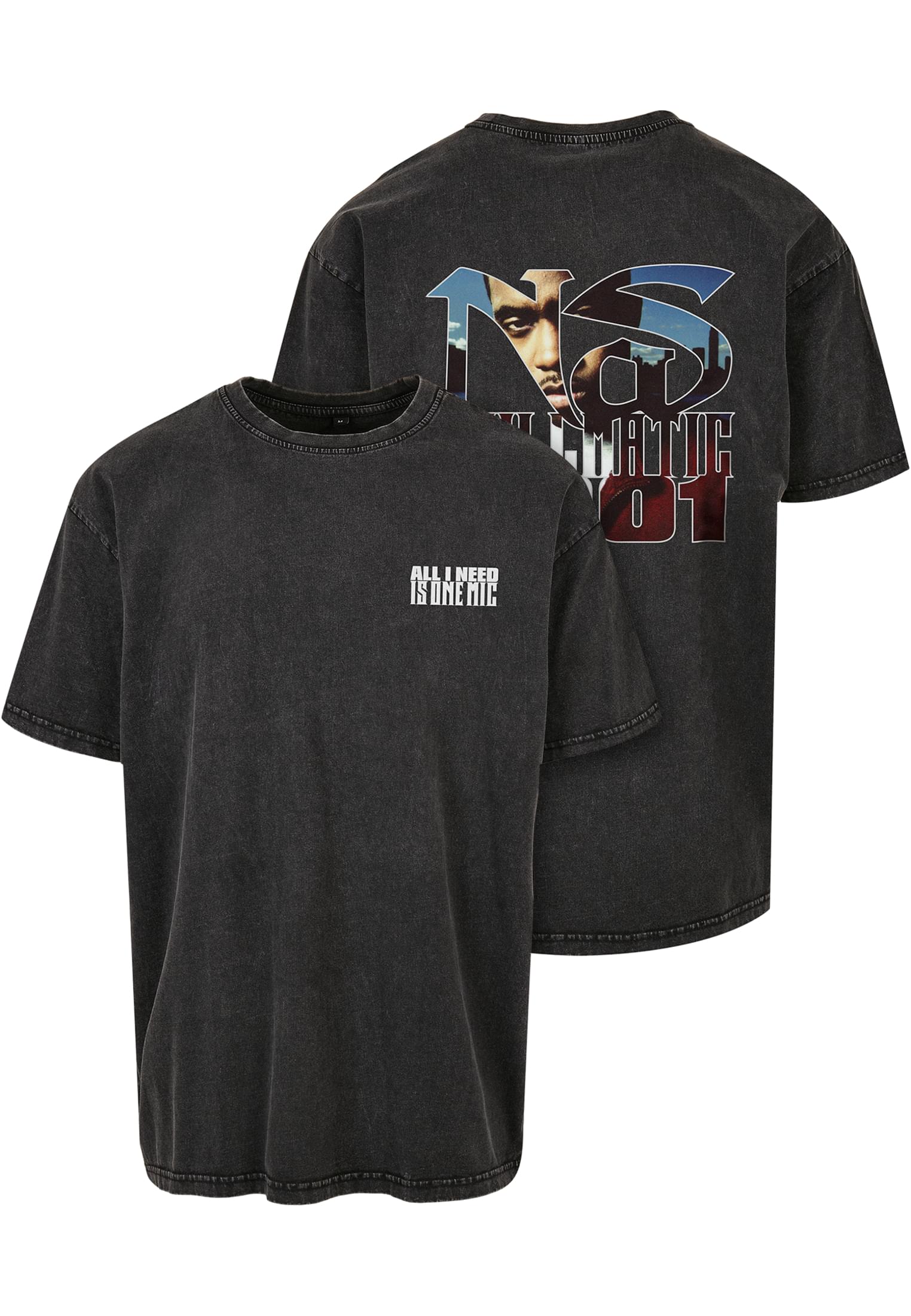Nas Stillmatic Acid Washed Oversize Tee black